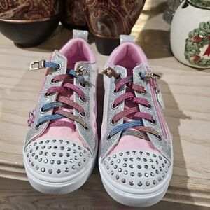 Sparkly Pink and Silver Studded Sneakers